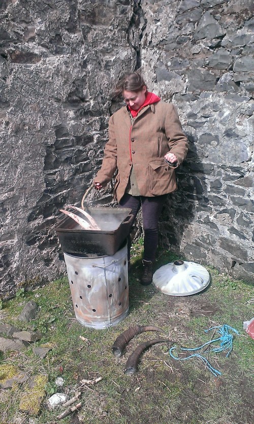 The chef admiring her latest recipe.